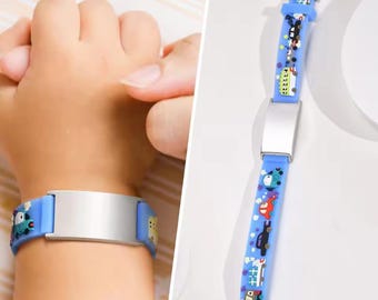 Child Waterproof ID Bracelet, Personalized Child ID Bracelet, Emergency Contact Silicone Bracelet Band, Custom silicone  Child Bracelet