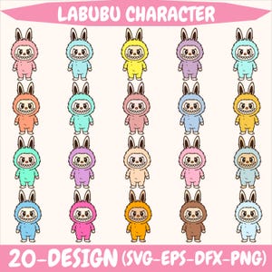20 Labubu Designs Svg, Labubu Png, Labubuu Sublimation, T Shirt Design, Monster Characters, Svg Cut Files, Instant Download