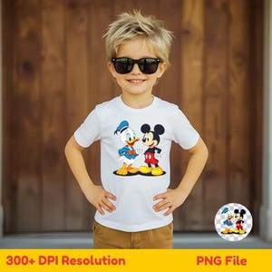 チェック柄のミッキー＆ドナルドダックPNG幼児用シャツ、ディズニー・ベスティーズ・マウス＆ダックTシャツ、キッズミッキー幼児用シャツ、ドナルドダッククリップアート