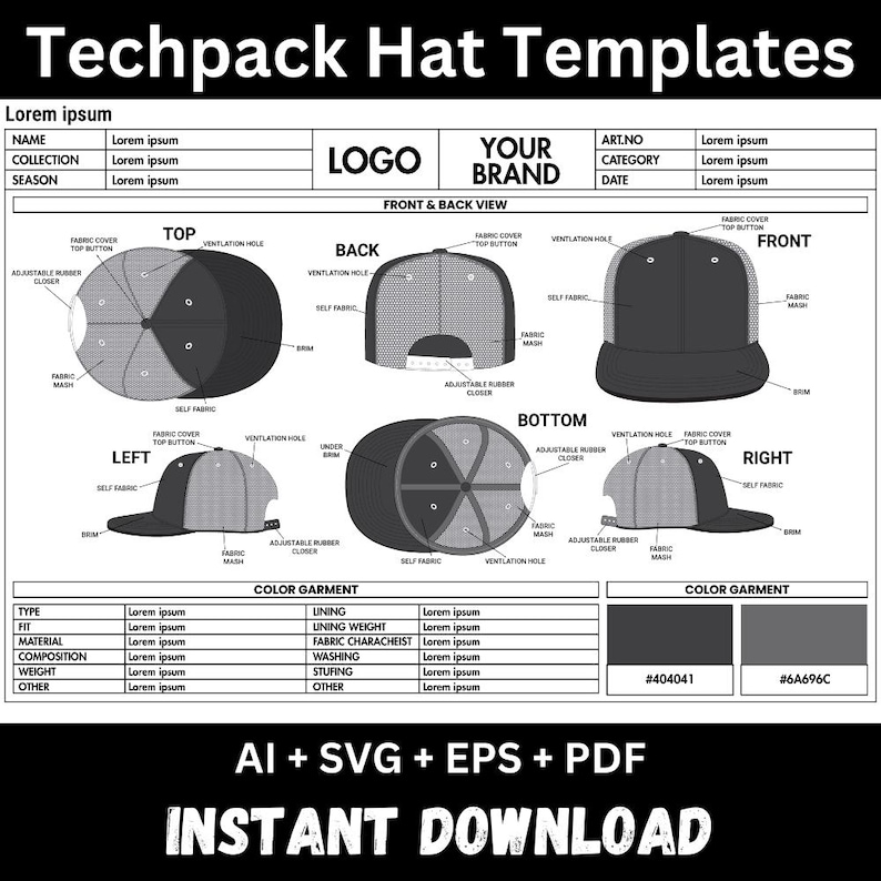 A Hat and Cap With Tech Pack With Mockup for Manufacturer | Trucker Hat ...