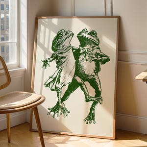 Impressão de sapos dançantes retrô: pôster engraçado de sapo (download digital)