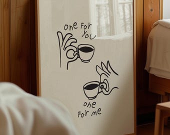 Coffee Poster Art and Cafe Wall Art — Quirky Espresso Print for Kitchen Decor