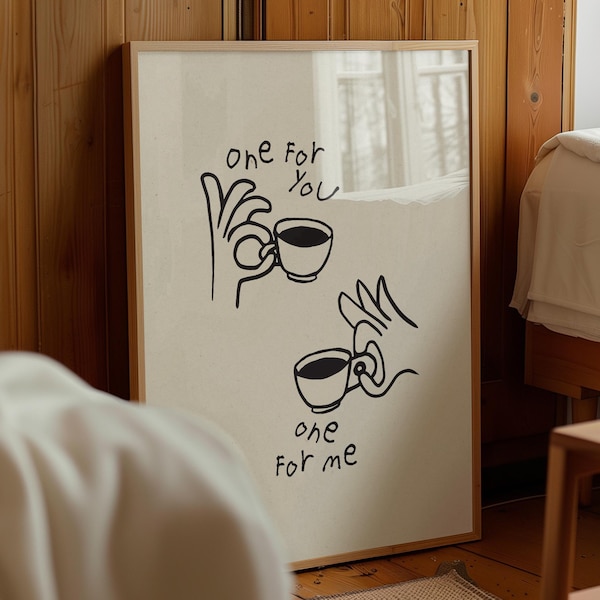 Coffee Poster Art and Cafe Wall Art — Quirky Espresso Print for Kitchen Decor