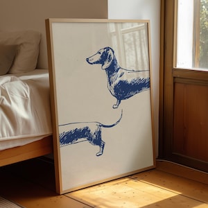 Line Art Dachshund Wall Art: Funny Weiner Dog Poster for Modern Home Decor