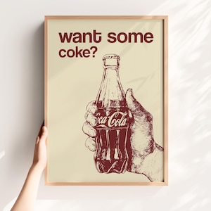 Want Some Coke Print Retro Coca Cola Art Printable Funny Art for Kitchen Nook Decor Cola Bottle Print Digital Drink Poster Fun Bar Wall Art