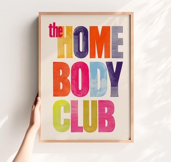 Homebody Club Wall Art - Retro Typography Print Cozy Apartment Poster Dorm Decor (Digital Download)