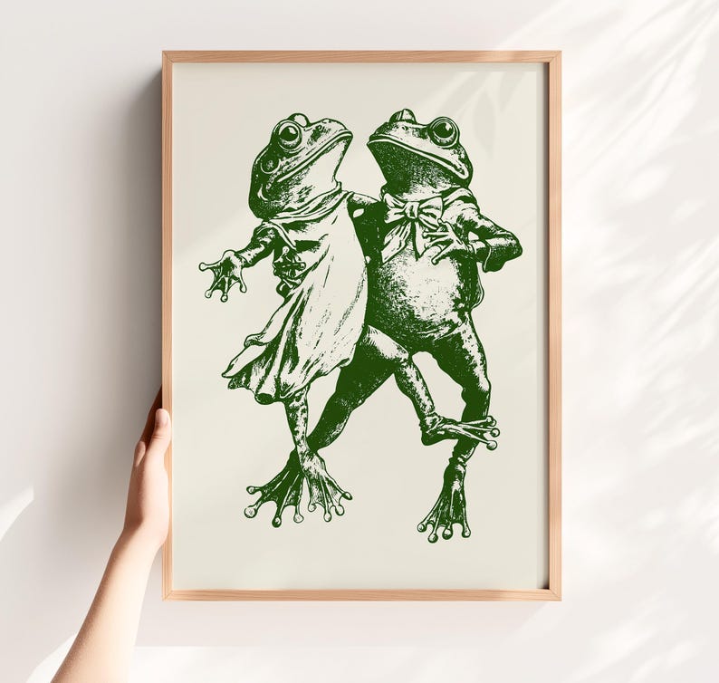 Retro Dancing Frogs Print Funny Toad Poster digital Download Etsy