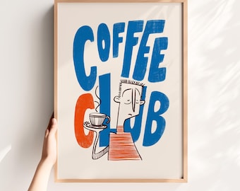 Coffee Club Retro Poster - Lustige Küchenkunst (Digitaldruck)