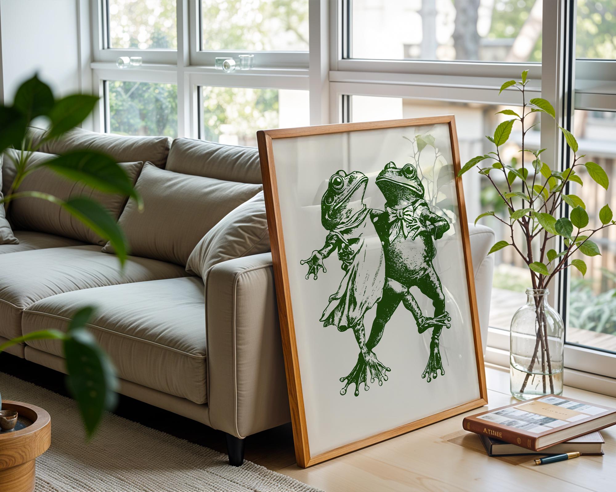 Retro Frog Wall Art Printable Dancing Frogs Print Cute Toad Poster ...