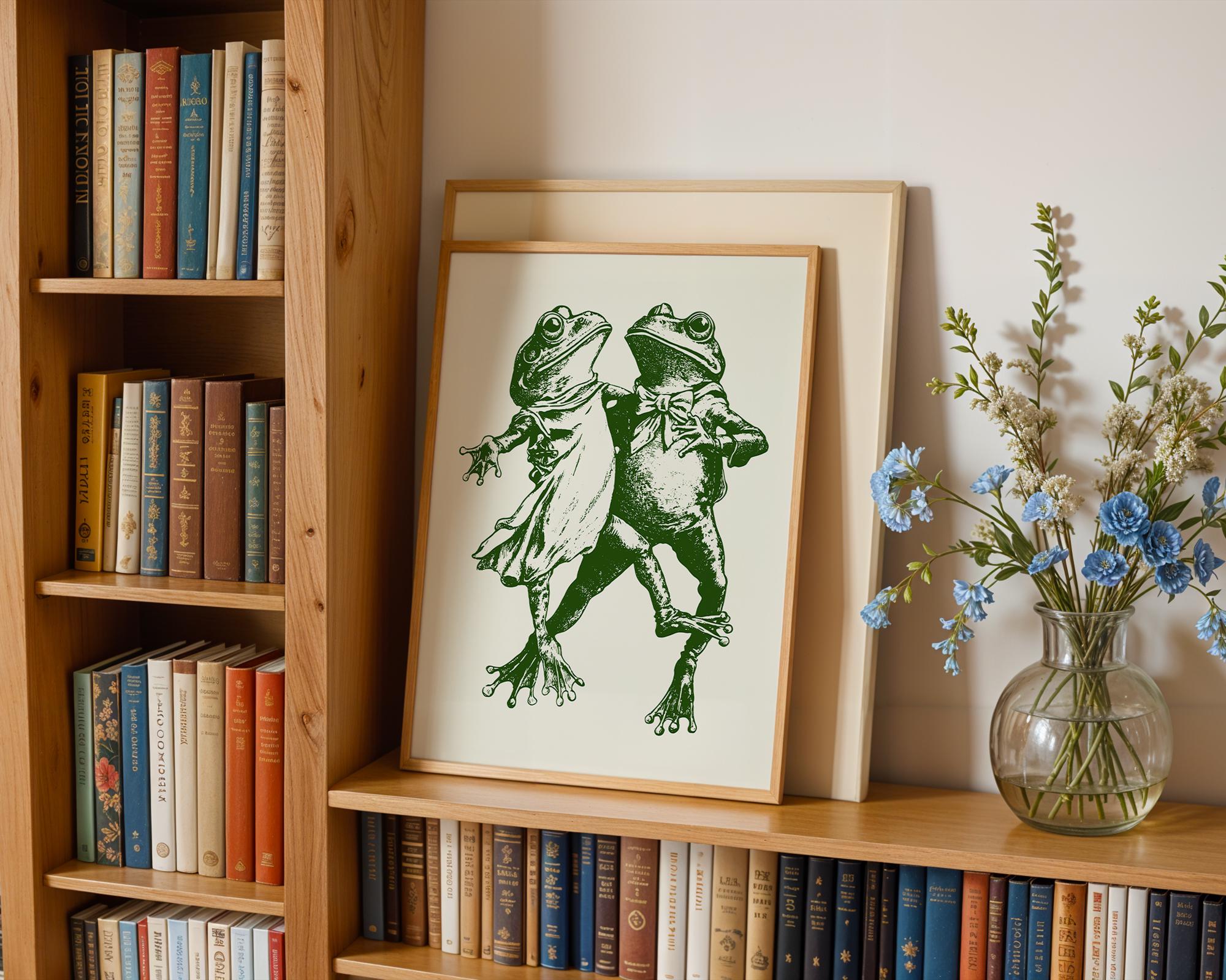 Retro Frog Wall Art Printable Dancing Frogs Print Cute Toad Poster ...