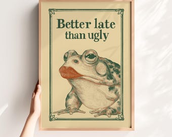 Funny Frog Bathroom Art - Toilet Poster Printable Retro Vanity Salon Decor (Digital Download)