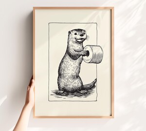 Poster Déco Animaux – Loutre Papier Toilette – Impression Papier Couché 40x30 Cm – Sans Cadre – Série KUSTOM ART