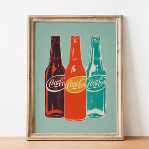 Retro Kitchen Wall Art Digital Prints Pop Art Print Coca Cola Wall Art Coke Poster Print Cute Drink Art Fun Blue Kitchen Nook Cola Bottle