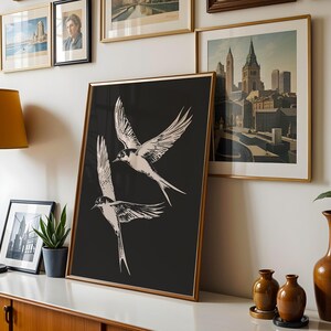 Schwalbe Vogel Druckbare Wandkunst Vogel Kunst Paar Antiker Vogel Kunstdruck Skizze Kunst Schwalbe Wohnkultur Abstrakter Vogel Druck Vintage Kinderzimmer Druck