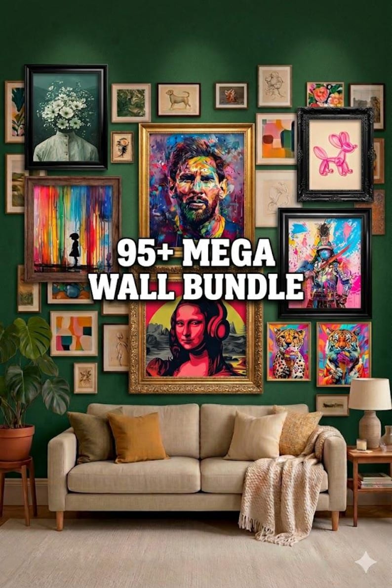 95+ Mega Wall Art Bundle, Eclectic Gallery Wall Set, Colorful Pop Art ...