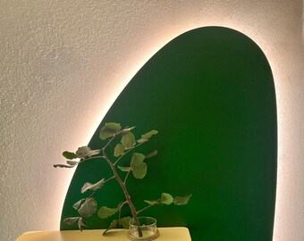 Flare, decorazione da parete a LED irregolare, vaso in vetro per piante, moderna arte da parete in MDF, pannello da parete moderno fatto a mano, design artistico elegante e unico