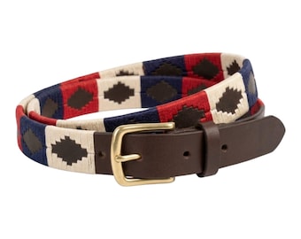 Cinturón de polo tejido a mano, estilo argentino, cinturón de cuero, accesorio ecuestre tradicional tejido