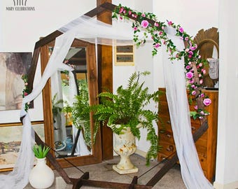Heptagon wooden wedding arch, rustic farmhouse wedding backdrop, geometric wedding arch, wooden hexagonal arch stand, boho wedding decor