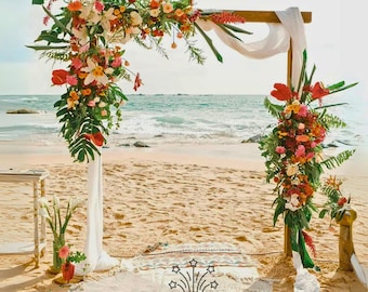 Rustic wooden wedding arch, boho ceremony backdrop stand, natural wood wedding arbor, DIY wedding arch frame, beach wedding decor