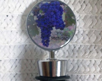 Michigan Grapes Photo Wine Stopper  - 3 different grape photos