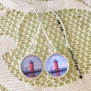 South Haven Lighthouse Photograph Earrings image 1