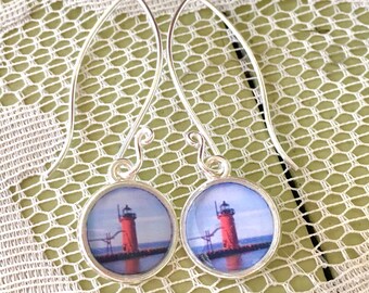 South Haven Lighthouse - Photograph Earrings