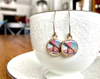 Golden Gate Bridge - Sterling Silver Photograph Earrings