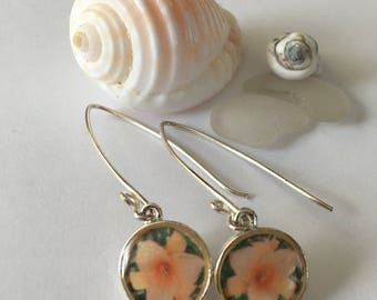 Michigan City Orange Lily - Sterling Silver Photograph Earrings