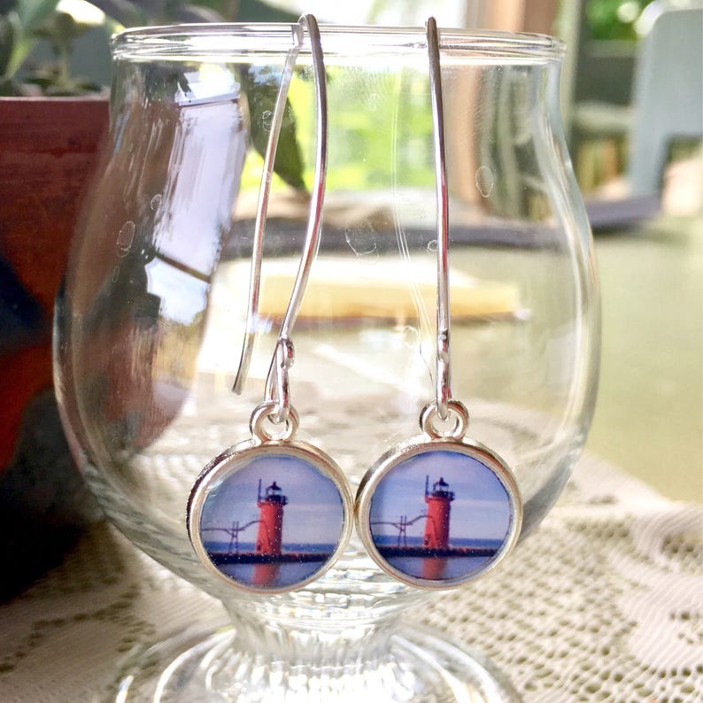 South Haven Lighthouse Photograph Earrings image 4