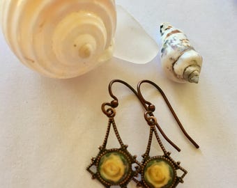Three Oaks Yellow Rose - Vintage Photograph Earrings