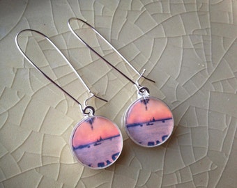 St. Joseph Sunset - Sterling Silver Photograph Earrings