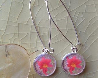 Costa Rica Hibiscus - Sterling Silver Photograph Earrings