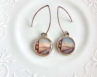 Golden Gate Bridge - Sterling Silver Photograph Earrings