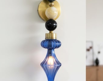 Handmade Marble Wall Sconce | Blown Glass Wall Lamp