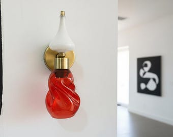 Red Handblown Glass Wall Sconce – Modern Art Accent Light