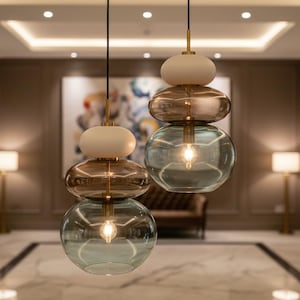 Nowoczesna szklana lampa wisząca do sypialni, lampka nocna, oświetlenie wyspy kuchennej, lampa sufitowa z dmuchanego szkła, minimalistyczna lampa wisząca