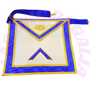 Masonic Regalia Blue Lodge Worshipful Master Faux Leather, Hand Embroidered, Ceremonial Wear Masonic Officer Apron
