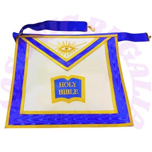 Masonic Regalia Blue Lodge Chaplain Officer Faux Leather, Hand Embroidered, Ceremonial Wear Masonic Apron
