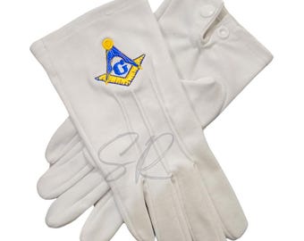 White Gold Masonic Rings - 100% Cotton, New, For Regalia & Ceremonial Use Masonic White Cotton Gloves - Foto 14