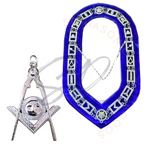 Masonic Blue Lodge Senior Deacon Silver Plated Jewel & Velvet Chain Collar