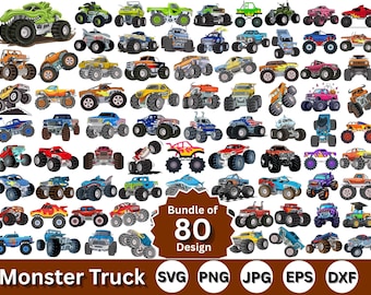 Monstertruck Svg, Monstertruck Png-paket, Monstertruck, Barnmonstertruck, Monstertruck Clipart, för Cricut, Silhuett, Png, Dxf