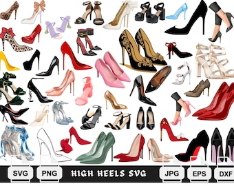 Hoge hakken SVG-bundel, modieuze schoenillustraties (digitale bestanden)