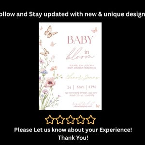 Inbjudan till babyshower med blommig fjäril, mall för babyshowerinbjudan (digital nedladdning) bild 19