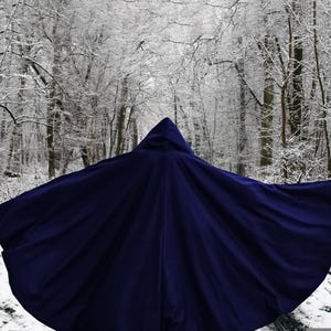 Navy Blue Wool Cloak FULL CIRCLE Cloaks Large pocket Option Wind Resistant Winter Cloak Medieval larp Cosplay renaissance Halloween cloaks