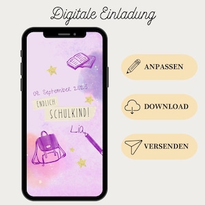 School enrollment invitation | WhatsApp eCard for the first day of school | Digital save the date card with photo | Canva template for the back-to-school season