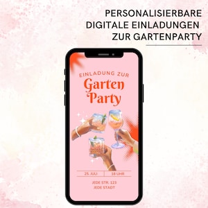 Einladung Gartenparty | Digitale Karte Aperol und Lillet | Save the Date Sommerfest | Cocktailparty Einladung | WhatsApp eCard