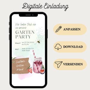 Uitnodiging voor een tuinfeest | WhatsApp zomerfeestuitnodiging | digitale e-card met muziek in Aperol-design | Save the Date-kaart voor een cocktailparty