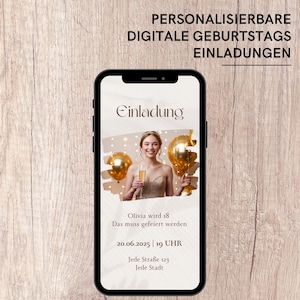Invitation anniversaire 18e anniversaire | eCard avec musique | Carte de joyeux anniversaire | Carte de réservation de date | Invitation à une fête d'anniversaire WhatsApp