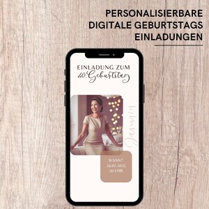 Convite de aniversário 40º aniversário | Estou fazendo 40 anos! | Cartão digital eCard bege-dourado personalizado | Cartão de Feliz Aniversário | Convite do WhatsApp