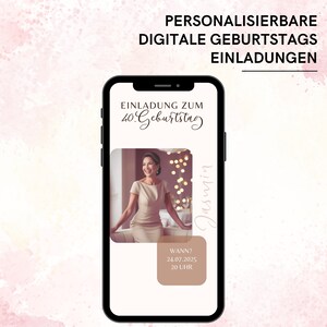 Invitation pour 40 ans | Carte d'anniversaire avec photo | Carte virtuelle numérique beige et or | J'ai 40 ans ! | Invitation WhatsApp